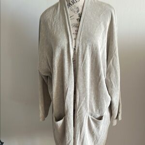 DONNI. Cream Long Open Front Cardigan